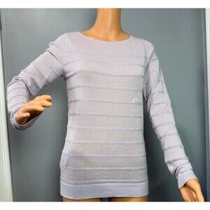 LOFT Ann Taylor Lavender Sweater Small NWT Cotton Rayon Knit Stripe Scoop Neck 8
